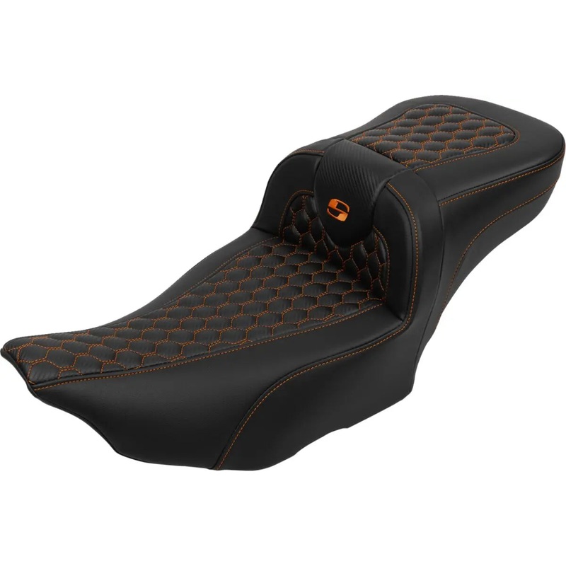 Saddlemen Roadsofa Extended Reach Orange Stitching Seat With Backrest Black / Orange