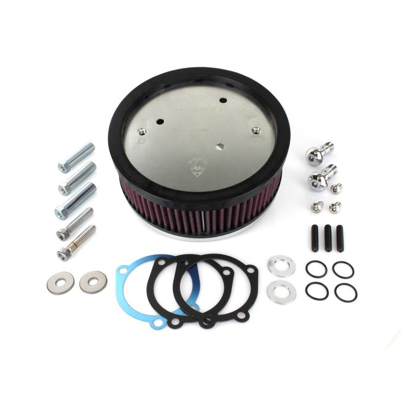 Stage 1 Big Sucker Air Cleaner Kit – Natural. Fits Sportster 1988-2021 with EFI or CV Carburettor. Re-Uses Stock Oval 2 Bolt Cover.