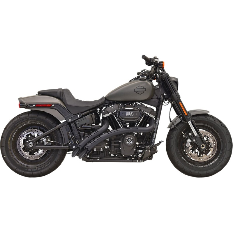 Sweeper Radius w/ Slots Exhaust System, Black – 18-24 Softail