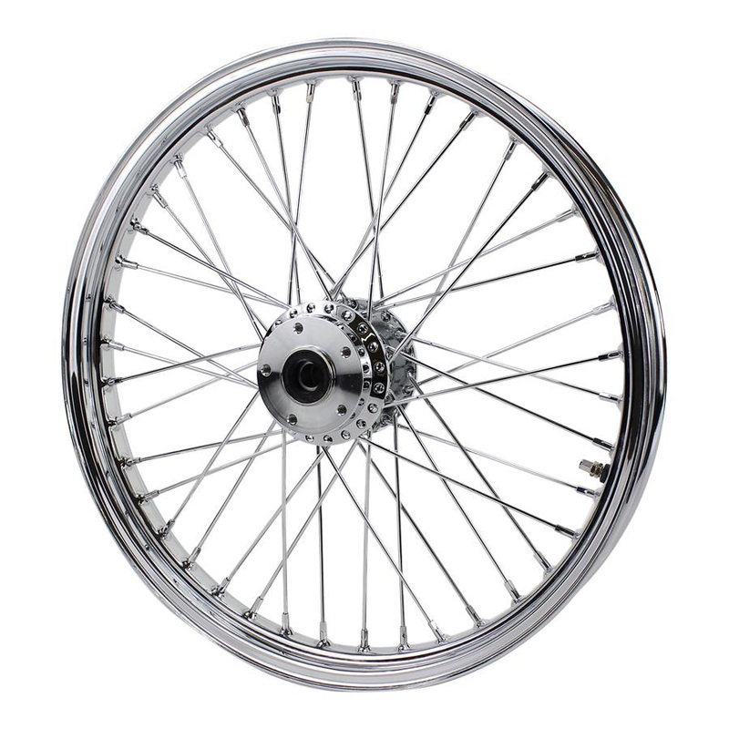 Chrome Front 40 Spoke Wheel 21 “x 2.15” (fits Harley FX,Sportster 1984-1999) Billet Hub