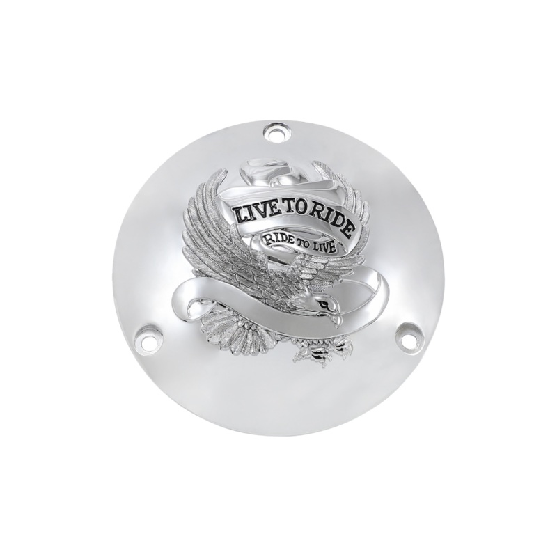 Live to Ride Derby Cover – 3 Hole – Chrome – 70-98 Big Twin