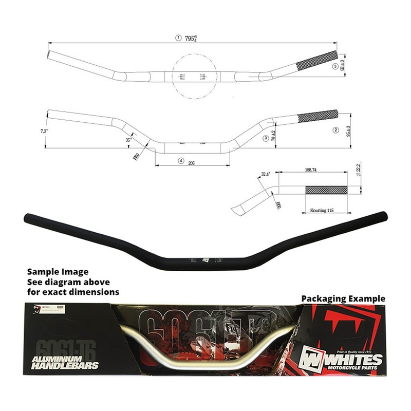 Whites Handlebar Taper AL6061 Black CR High 1-1/8″ (28.6mm)