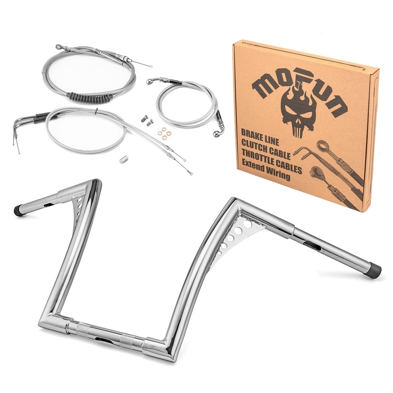 Harley Softail Deluxe/Fat Boy/Rocker 12″ Ape Monkey Bar Handlebar with Non-ABS Cable Kit