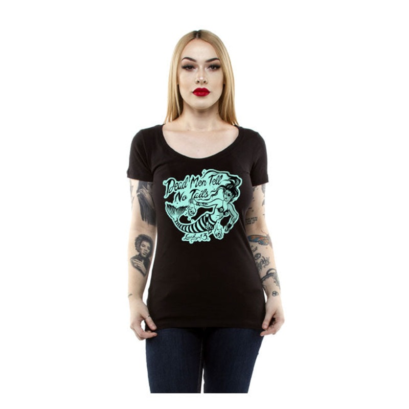 Lucky 13 Dead Men Ladies T-Shirt Black